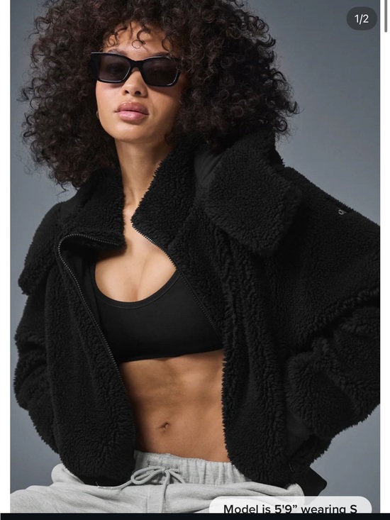 ALO Yoga Jackets & Blazers - Black Alo Sherpa Zip-Up Jacket